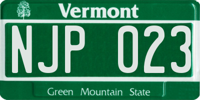 VT license plate NJP023