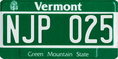 VT license plate NJP025