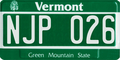 VT license plate NJP026