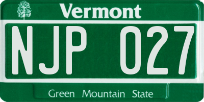 VT license plate NJP027
