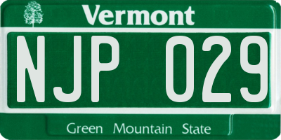 VT license plate NJP029