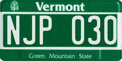 VT license plate NJP030