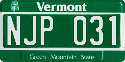 VT license plate NJP031