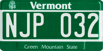 VT license plate NJP032