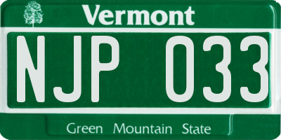 VT license plate NJP033