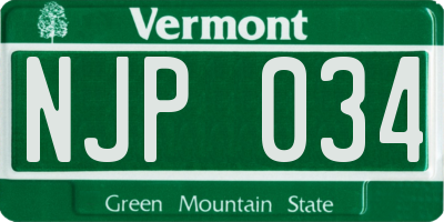VT license plate NJP034