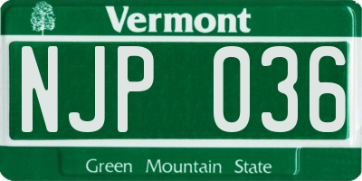 VT license plate NJP036