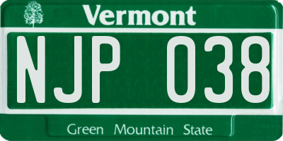 VT license plate NJP038