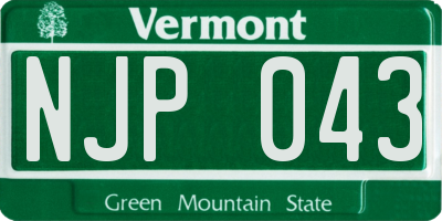 VT license plate NJP043