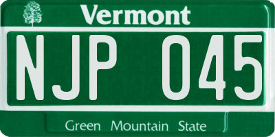 VT license plate NJP045