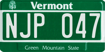 VT license plate NJP047