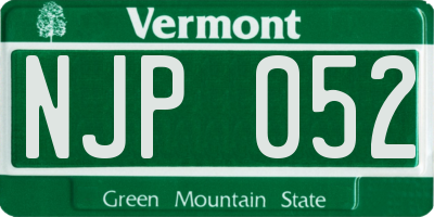 VT license plate NJP052