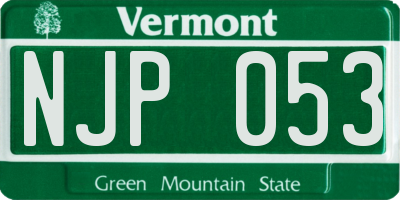 VT license plate NJP053