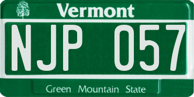 VT license plate NJP057