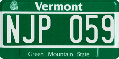 VT license plate NJP059