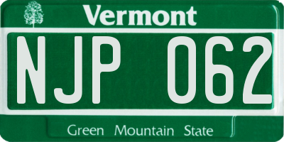VT license plate NJP062