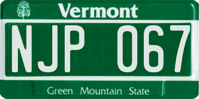VT license plate NJP067