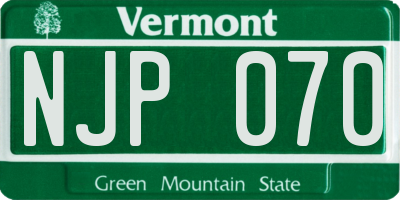 VT license plate NJP070