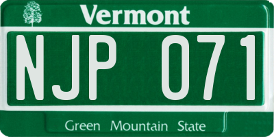 VT license plate NJP071