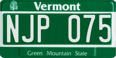 VT license plate NJP075