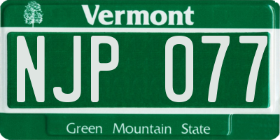 VT license plate NJP077