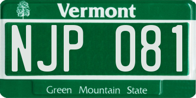 VT license plate NJP081