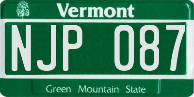 VT license plate NJP087