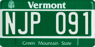 VT license plate NJP091