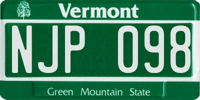 VT license plate NJP098