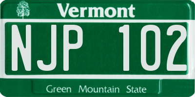 VT license plate NJP102