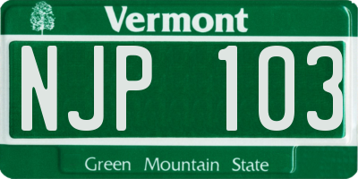 VT license plate NJP103