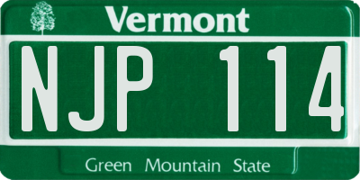VT license plate NJP114