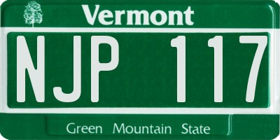 VT license plate NJP117