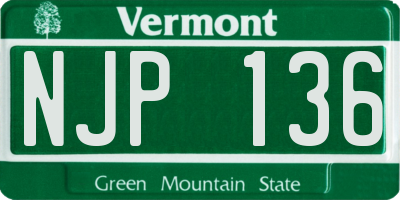 VT license plate NJP136