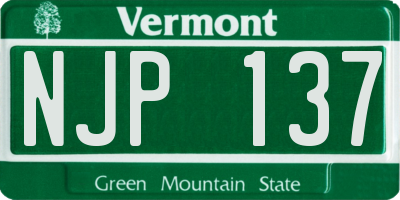 VT license plate NJP137