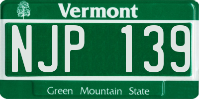 VT license plate NJP139