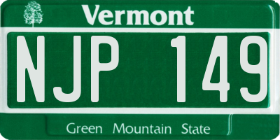 VT license plate NJP149