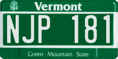 VT license plate NJP181