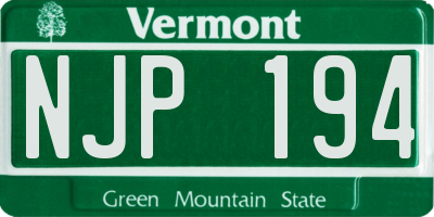 VT license plate NJP194