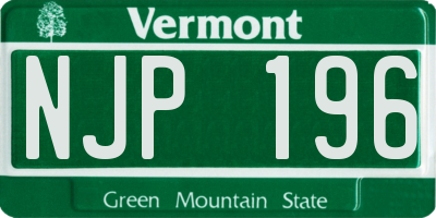 VT license plate NJP196