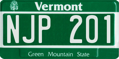 VT license plate NJP201