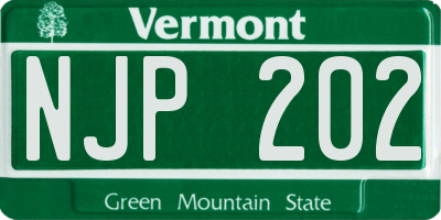 VT license plate NJP202