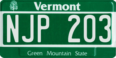 VT license plate NJP203