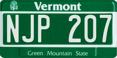 VT license plate NJP207