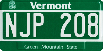 VT license plate NJP208