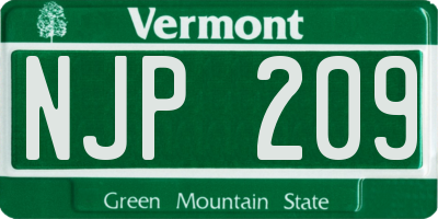 VT license plate NJP209