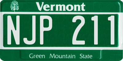 VT license plate NJP211
