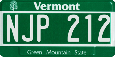 VT license plate NJP212
