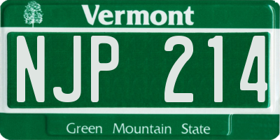 VT license plate NJP214