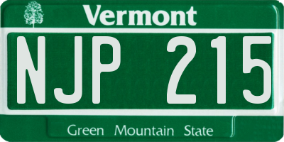 VT license plate NJP215
